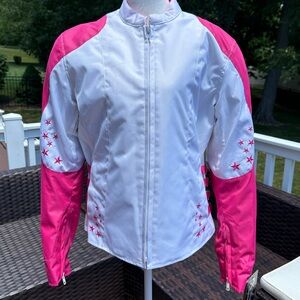 NWT Xelement Women’s Motorcycle Jacket Pink Skull with Body Armor Size Medium